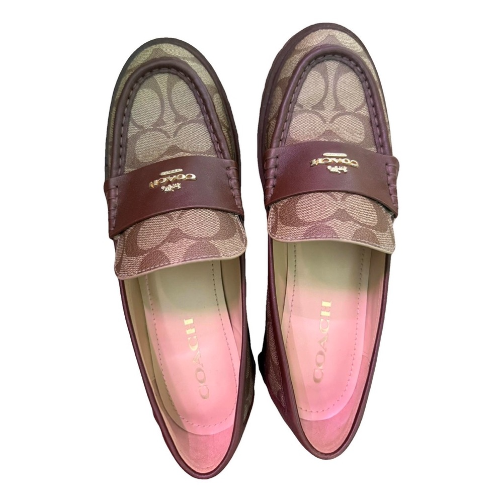 Coach Signature Canvas Penny Loafers - Leather Trim - Excellent Condition